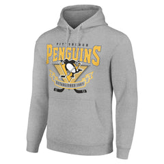 Pittsburgh Penguins Starter Team Logo Graphic Fleece Tri-Blend Pullover Hoodie - Heather Gray - NHL