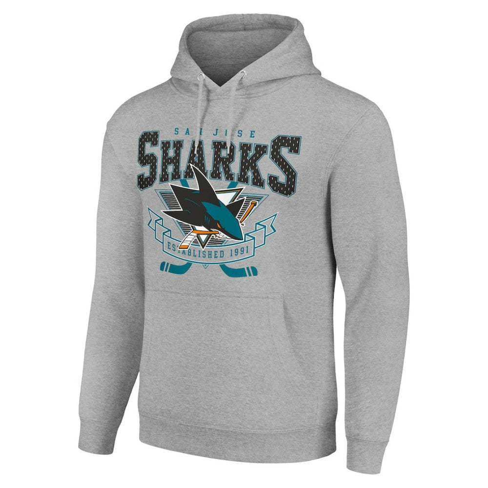 San Jose Sharks Starter Team Logo Graphic Fleece Tri-Blend Pullover Hoodie - Heather Gray - NHL