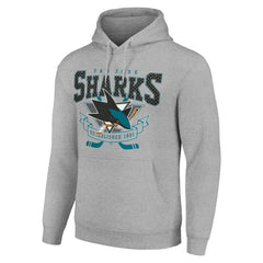 San Jose Sharks Starter Team Logo Graphic Fleece Tri-Blend Pullover Hoodie - Heather Gray - NHL