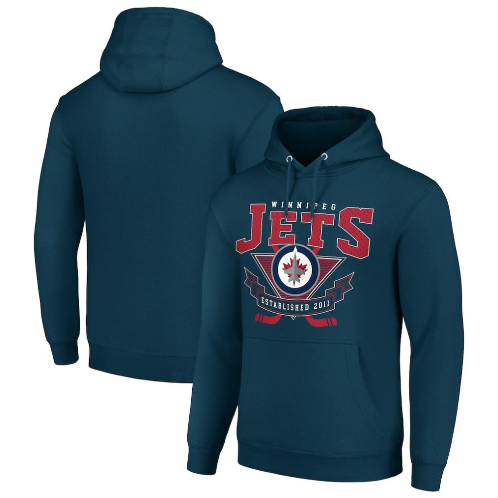 Winnipeg Jets Starter Team Logo Graphic Fleece Tri-Blend Pullover Hoodie - Navy - NHL