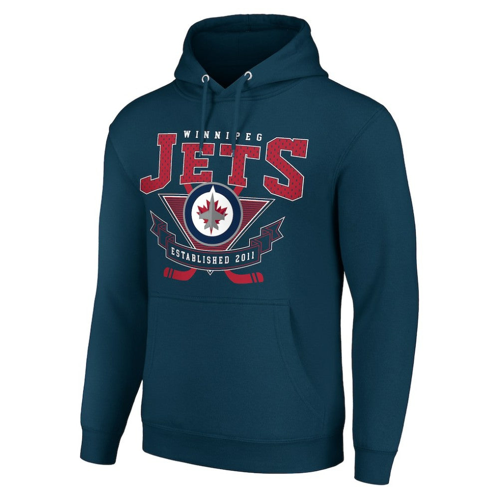 Winnipeg Jets Starter Team Logo Graphic Fleece Tri-Blend Pullover Hoodie - Navy - NHL