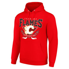 Calgary Flames Starter Team Logo Graphic Fleece Tri-Blend Pullover Hoodie - Red - NHL