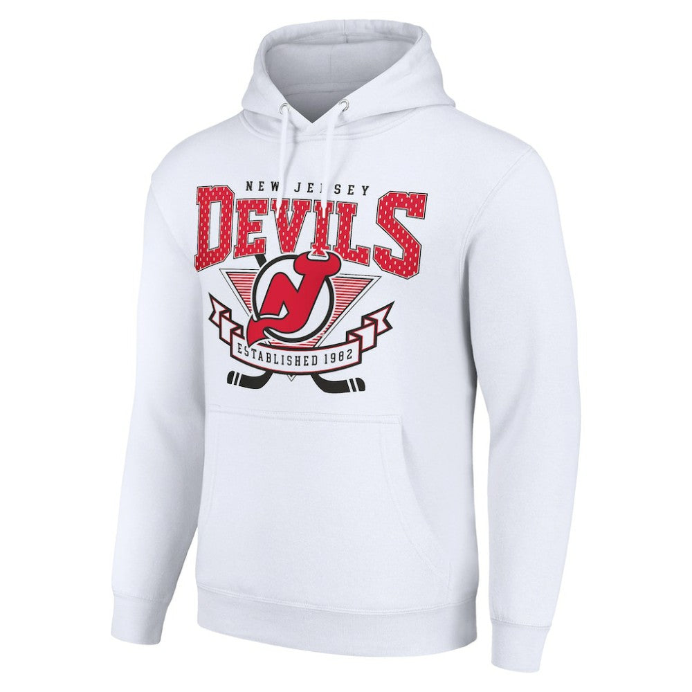 New Jersey Devils Starter Team Logo Graphic Fleece Tri-Blend Pullover Hoodie - White - NHL