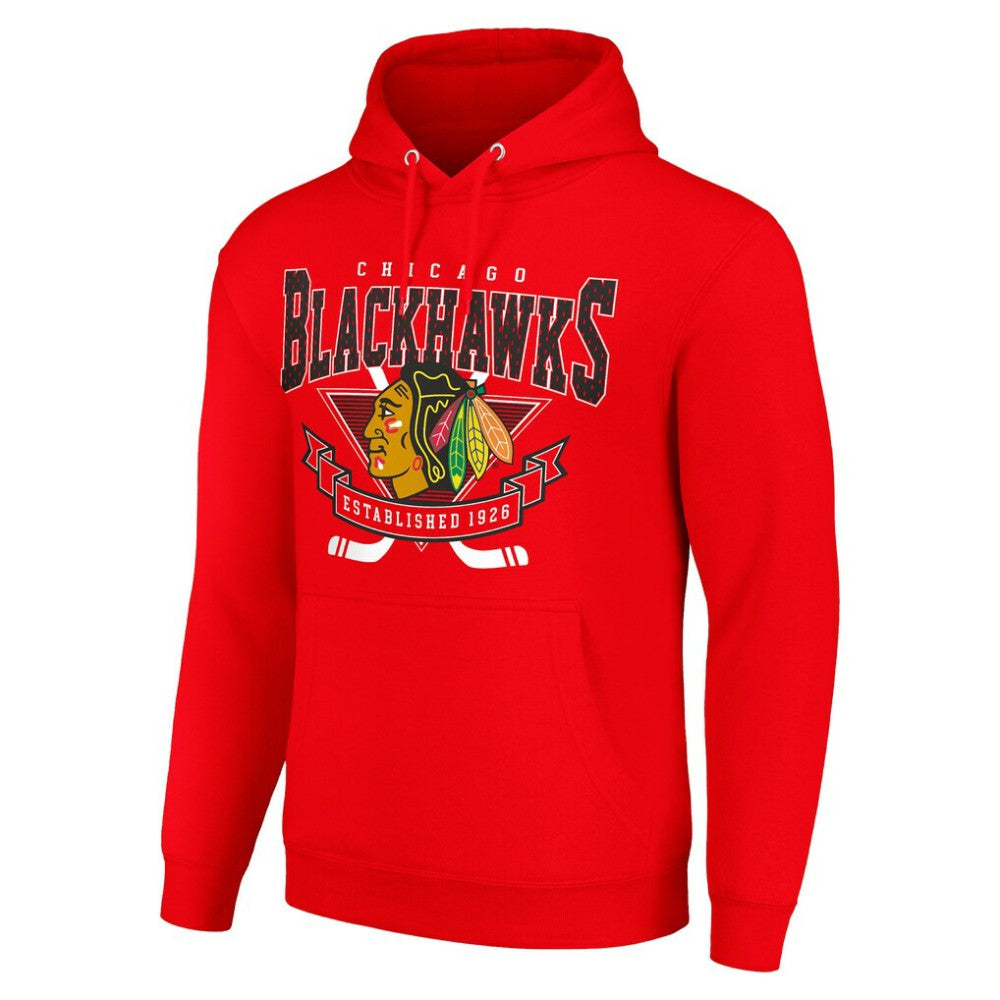 Chicago Blackhawks Starter Team Logo Graphic Fleece Tri-Blend Pullover Hoodie - Red - NHL