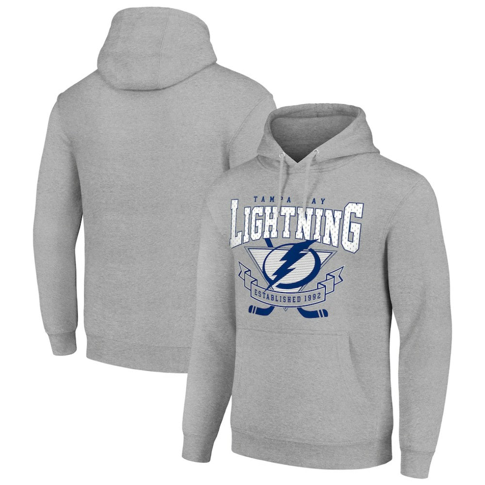Tampa Bay Lightning Starter Team Logo Graphic Fleece Tri-Blend Pullover Hoodie - Heather Gray - NHL