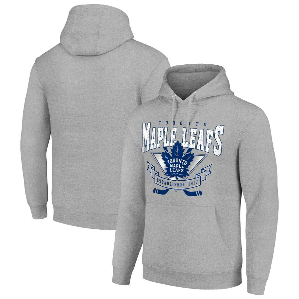 Toronto Maple Leafs Starter Team Logo Graphic Fleece Tri-Blend Pullover Hoodie - Heather Gray - NHL