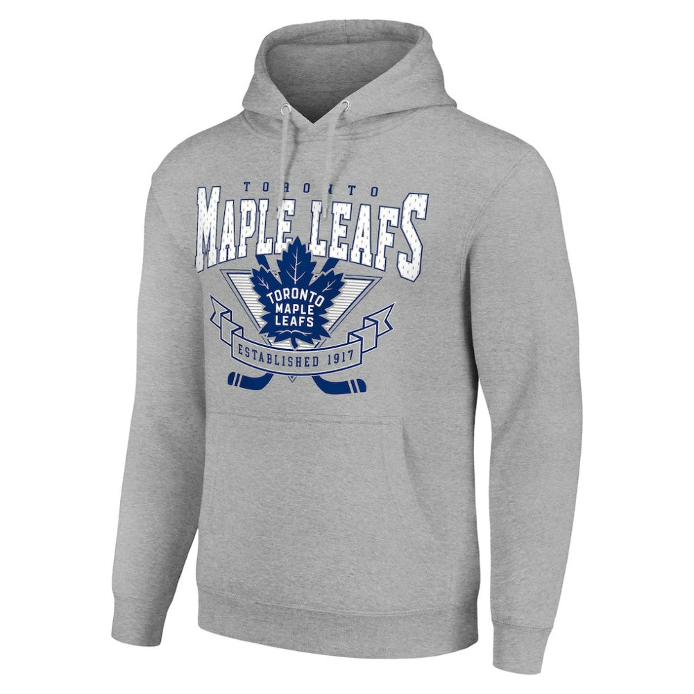 Toronto Maple Leafs Starter Team Logo Graphic Fleece Tri-Blend Pullover Hoodie - Heather Gray - NHL