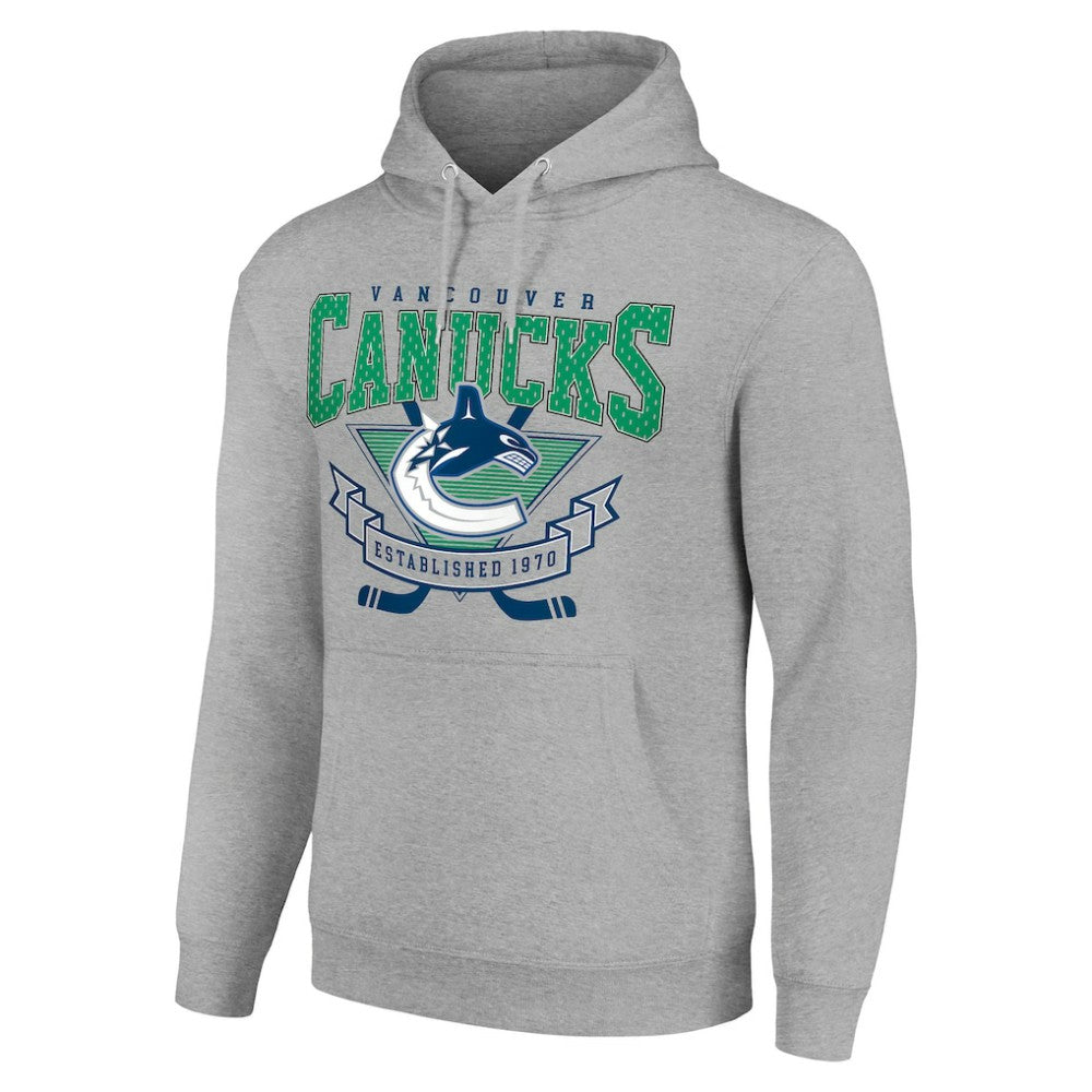 Vancouver Canucks Starter Team Logo Graphic Fleece Tri-Blend Pullover Hoodie - Heather Gray - NHL