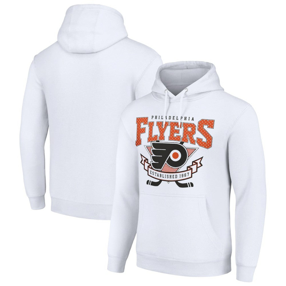 Philadelphia Flyers Starter Team Logo Graphic Fleece Tri-Blend Pullover Hoodie - White - NHL