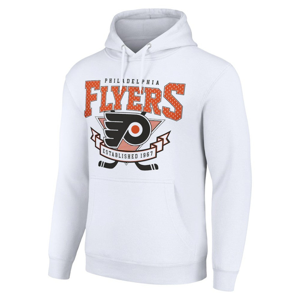Philadelphia Flyers Starter Team Logo Graphic Fleece Tri-Blend Pullover Hoodie - White - NHL