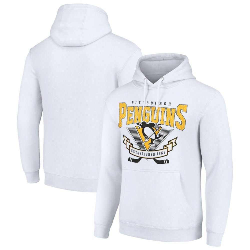 Pittsburgh Penguins Starter Team Logo Graphic Fleece Tri-Blend Pullover Hoodie - White - NHL