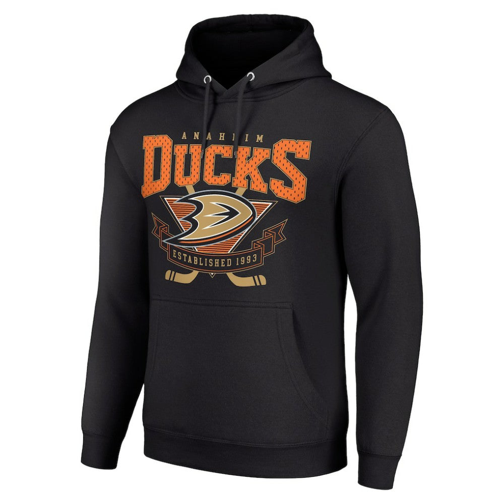 Anaheim Ducks Starter Team Logo Graphic Fleece Tri-Blend Pullover Hoodie - Black - NHL