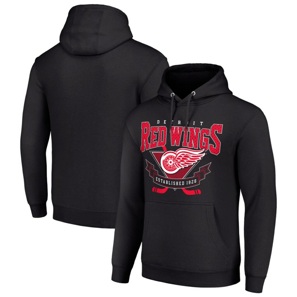 Detroit Red Wings Starter Team Logo Graphic Fleece Tri-Blend Pullover Hoodie - Black - NHL