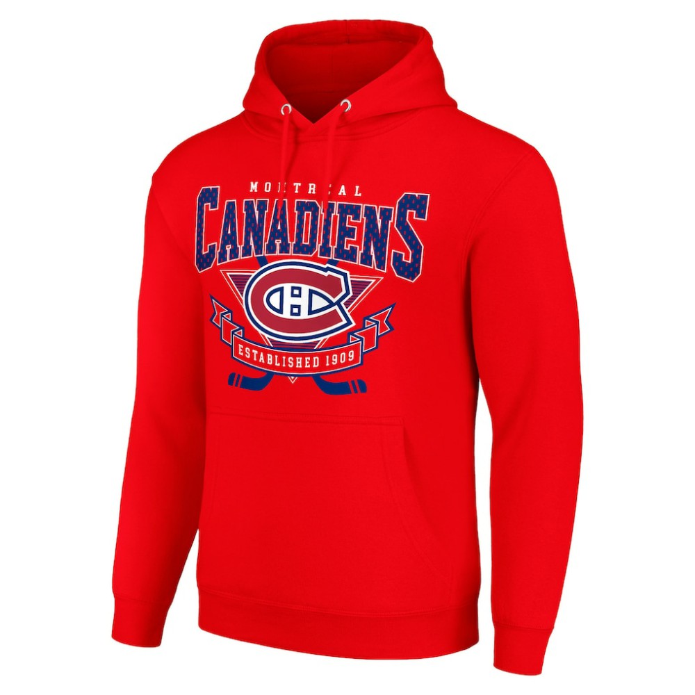 Montreal Canadiens Starter Team Logo Graphic Fleece Tri-Blend Pullover Hoodie - Red - NHL