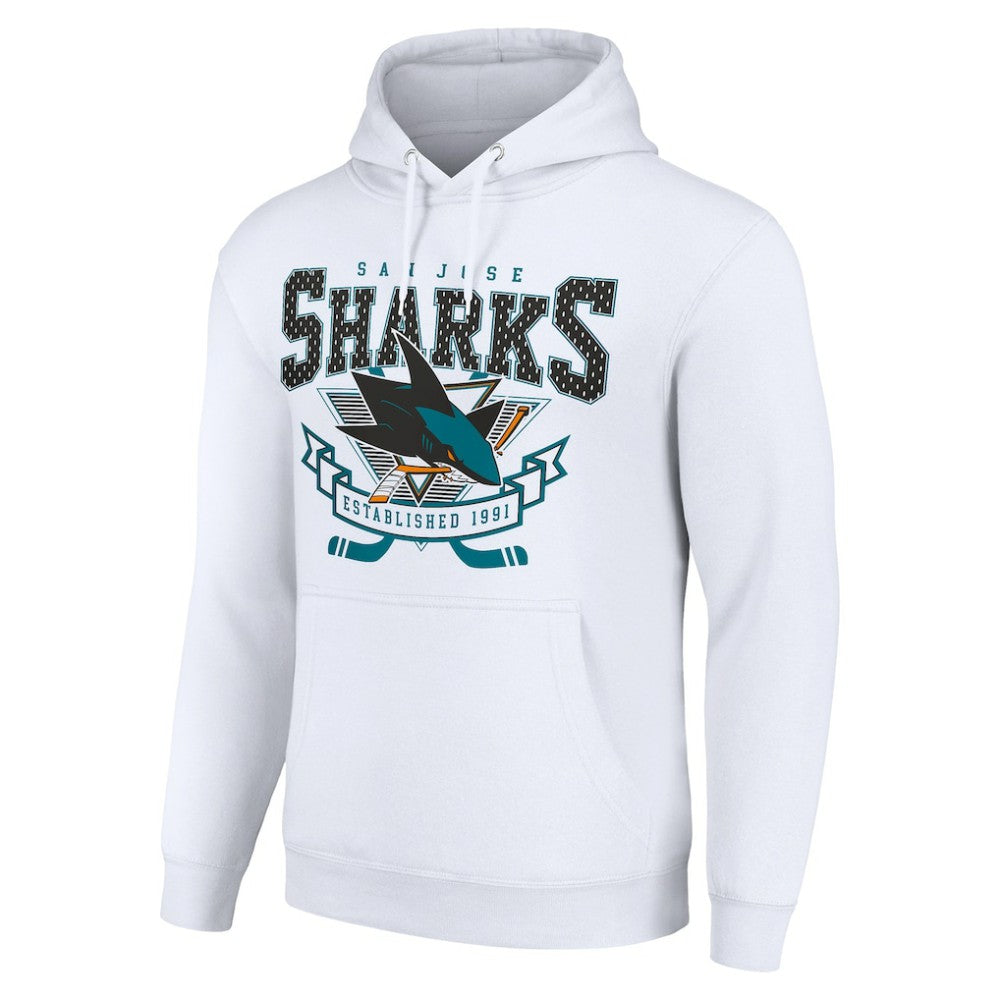 San Jose Sharks Starter Team Logo Graphic Fleece Tri-Blend Pullover Hoodie - White - NHL