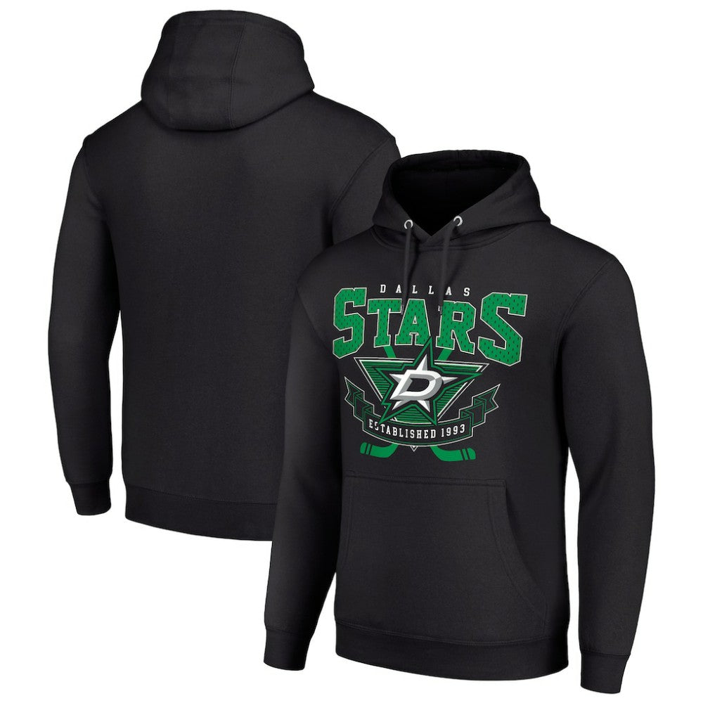 Dallas Stars Starter Team Logo Graphic Fleece Tri-Blend Pullover Hoodie - Black - NHL