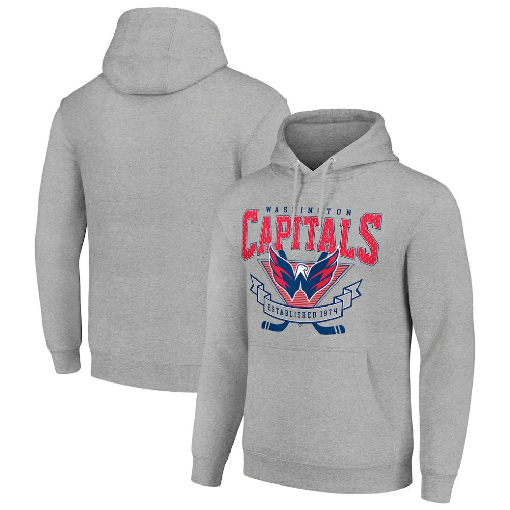 Washington Capitals Starter Team Logo Graphic Fleece Tri-Blend Pullover Hoodie - Heather Gray - NHL