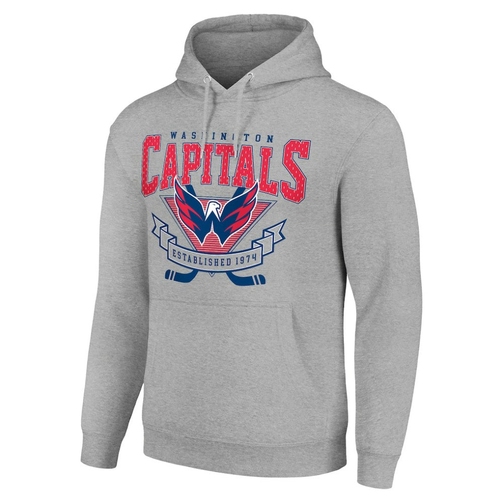 Washington Capitals Starter Team Logo Graphic Fleece Tri-Blend Pullover Hoodie - Heather Gray - NHL