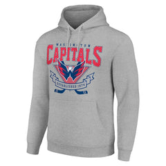 Washington Capitals Starter Team Logo Graphic Fleece Tri-Blend Pullover Hoodie - Heather Gray - NHL