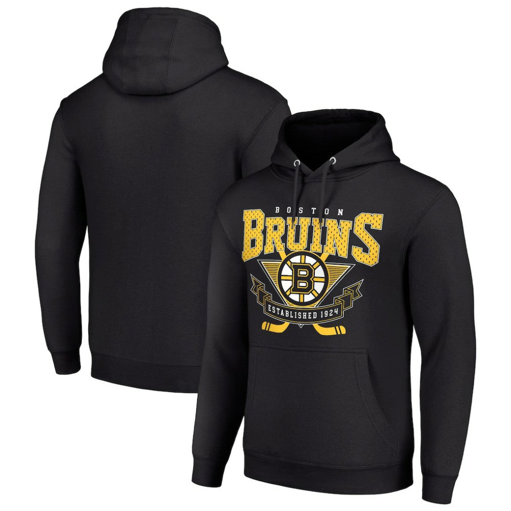 Boston Bruins Starter Team Logo Graphic Fleece Tri-Blend Pullover Hoodie - Black - NHL