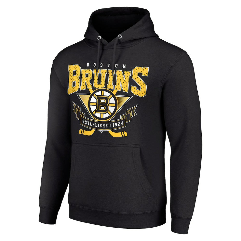 Boston Bruins Starter Team Logo Graphic Fleece Tri-Blend Pullover Hoodie - Black - NHL
