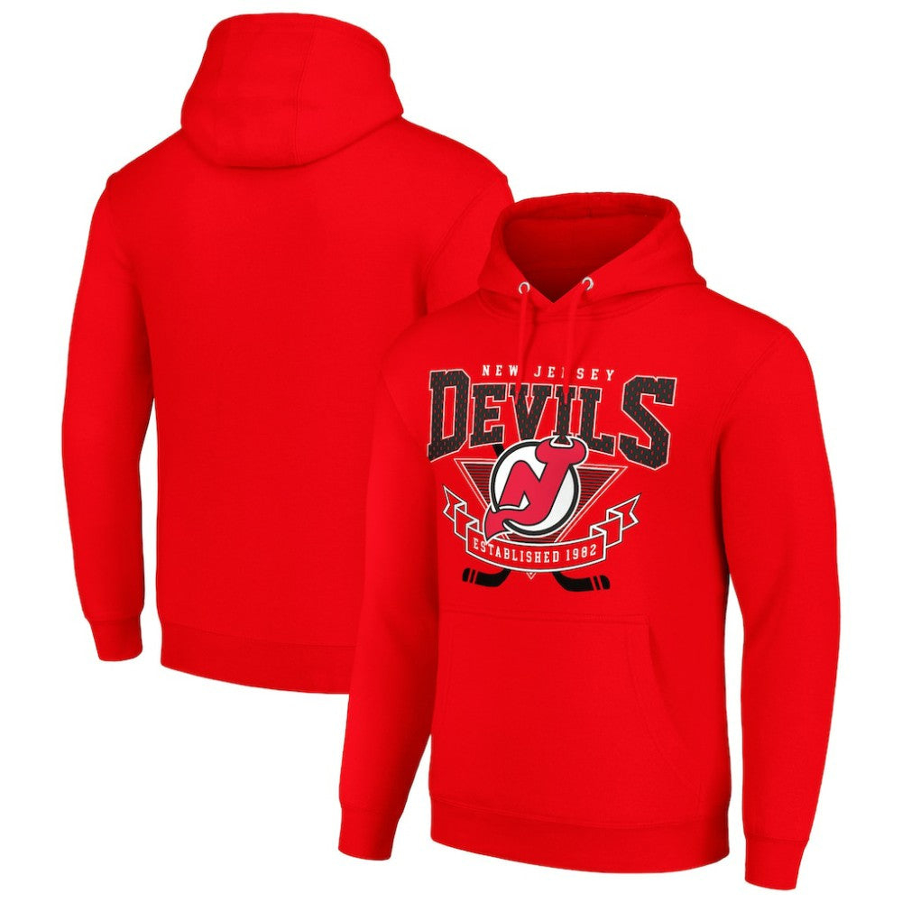 New Jersey Devils Starter Team Logo Graphic Fleece Tri-Blend Pullover Hoodie - Red - NHL