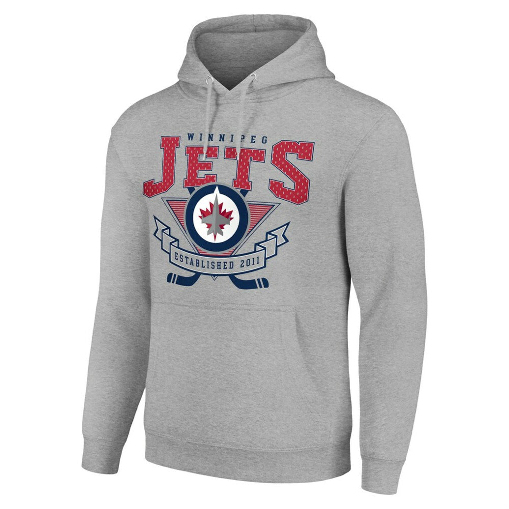 Winnipeg Jets Starter Team Logo Graphic Fleece Tri-Blend Pullover Hoodie - Heather Gray - NHL