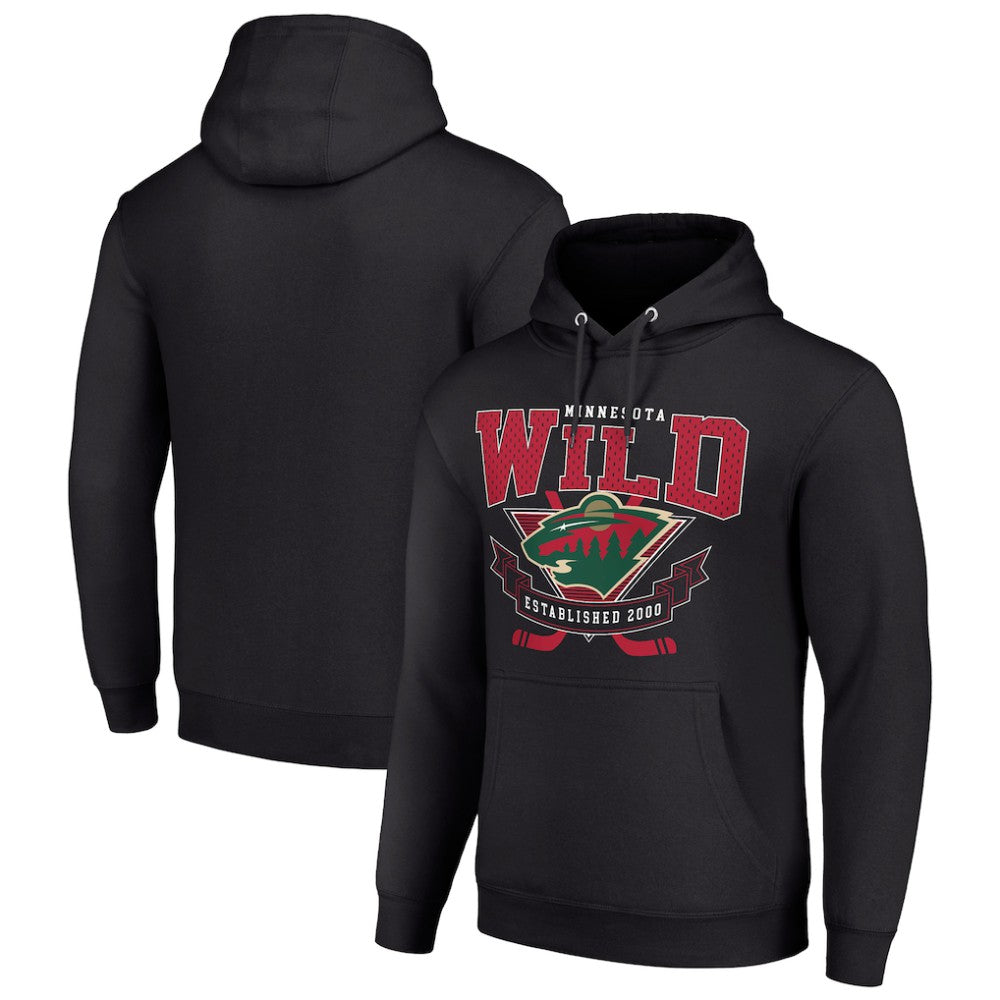Minnesota Wild Starter Team Logo Graphic Fleece Tri-Blend Pullover Hoodie - Black - NHL