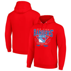 New York Rangers Starter Team Logo Graphic Fleece Tri-Blend Pullover Hoodie - Red - NHL