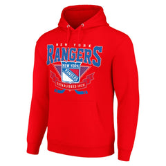 New York Rangers Starter Team Logo Graphic Fleece Tri-Blend Pullover Hoodie - Red - NHL