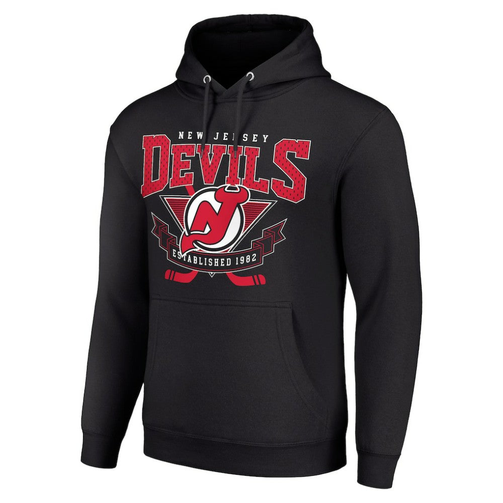 New Jersey Devils Starter Team Logo Graphic Fleece Tri-Blend Pullover Hoodie - Black - NHL