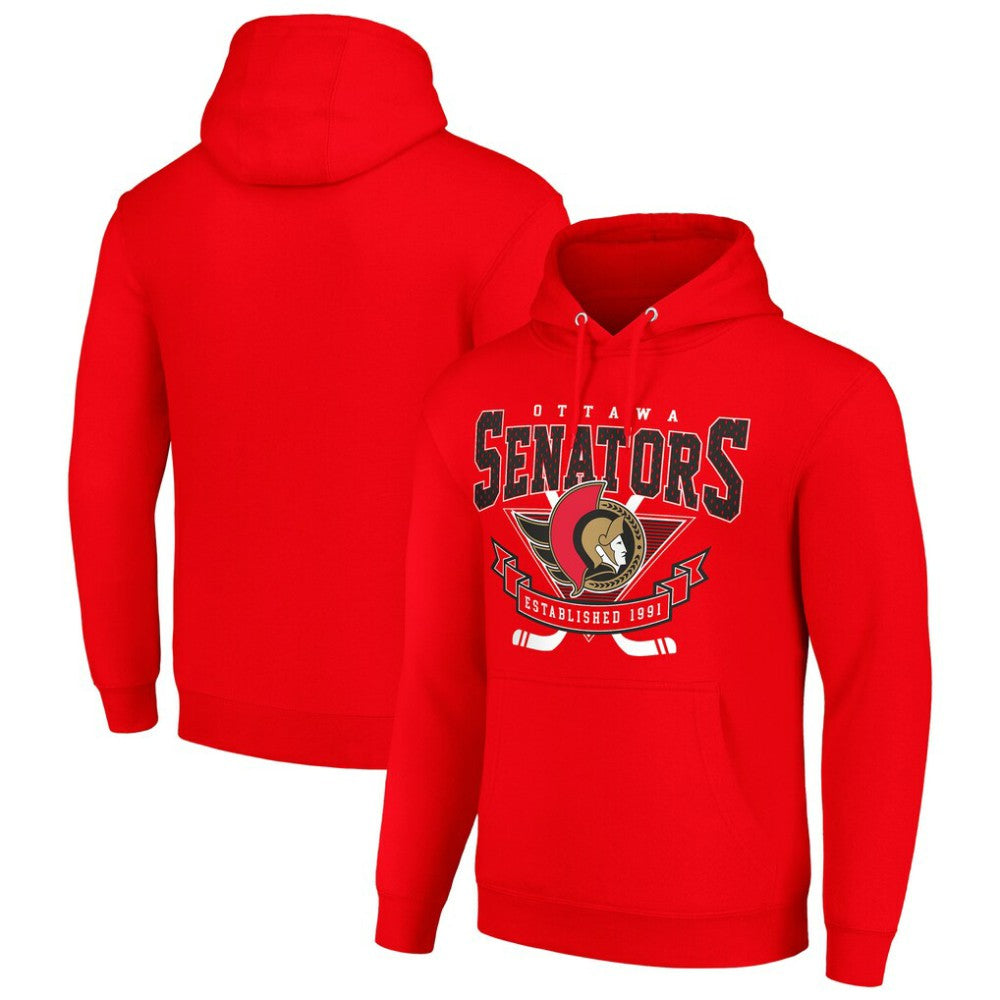 Ottawa Senators Starter Team Logo Graphic Fleece Tri-Blend Pullover Hoodie - Red - NHL