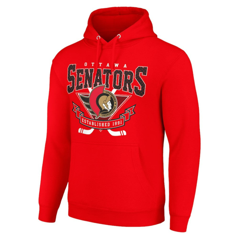 Ottawa Senators Starter Team Logo Graphic Fleece Tri-Blend Pullover Hoodie - Red - NHL