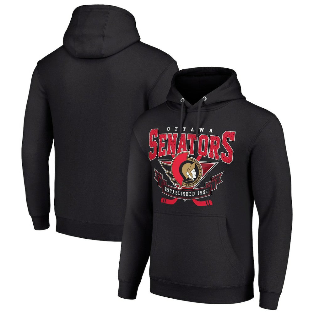 Ottawa Senators Starter Team Logo Graphic Fleece Tri-Blend Pullover Hoodie - Black - NHL