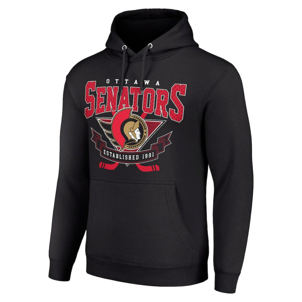 Ottawa Senators Starter Team Logo Graphic Fleece Tri-Blend Pullover Hoodie - Black - NHL