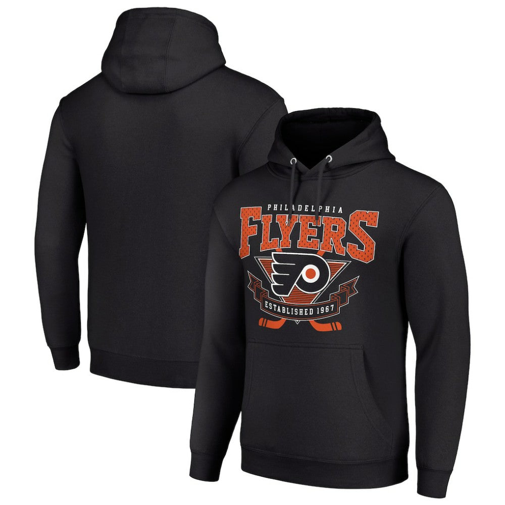 Philadelphia Flyers Starter Team Logo Graphic Fleece Tri-Blend Pullover Hoodie - Black - NHL