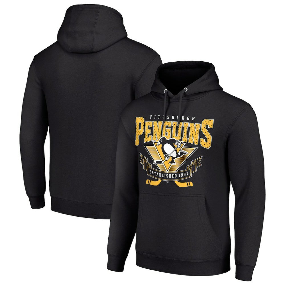Pittsburgh Penguins Starter Team Logo Graphic Fleece Tri-Blend Pullover Hoodie - Black - NHL