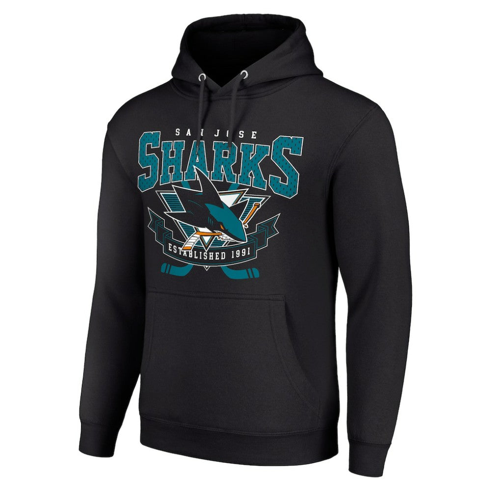 San Jose Sharks Starter Team Logo Graphic Fleece Tri-Blend Pullover Hoodie - Black - NHL