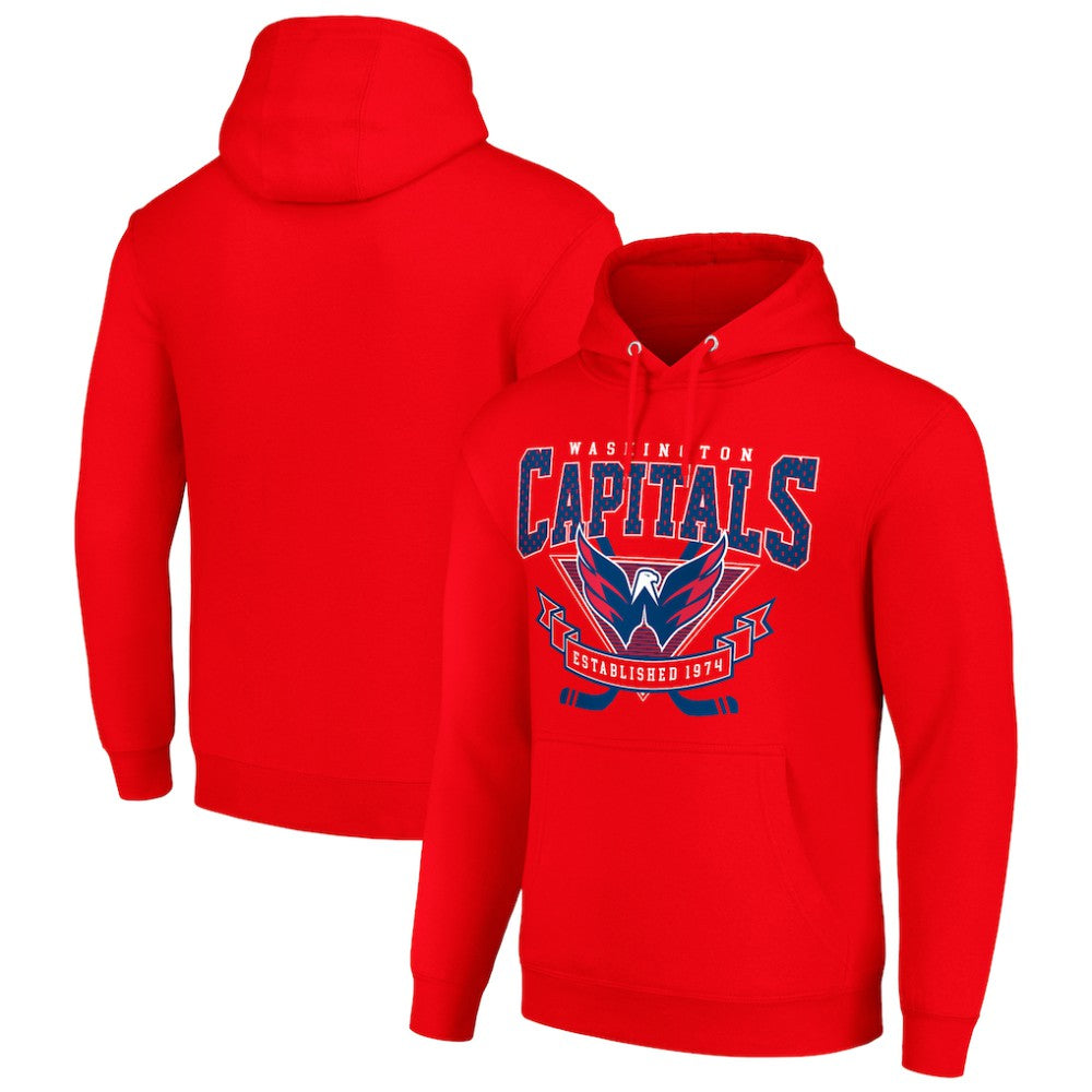 Washington Capitals Starter Team Logo Graphic Fleece Tri-Blend Pullover Hoodie - Red - NHL