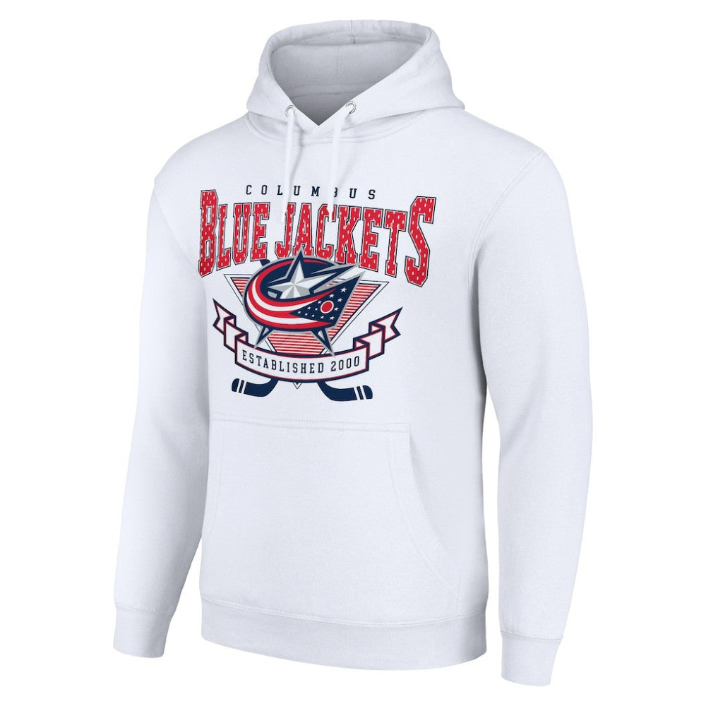 Columbus Blue Jackets Starter Team Logo Graphic Fleece Tri-Blend Pullover Hoodie - White - NHL