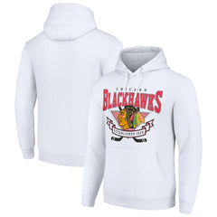 Chicago Blackhawks Starter Team Logo Graphic Fleece Tri-Blend Pullover Hoodie - White - NHL