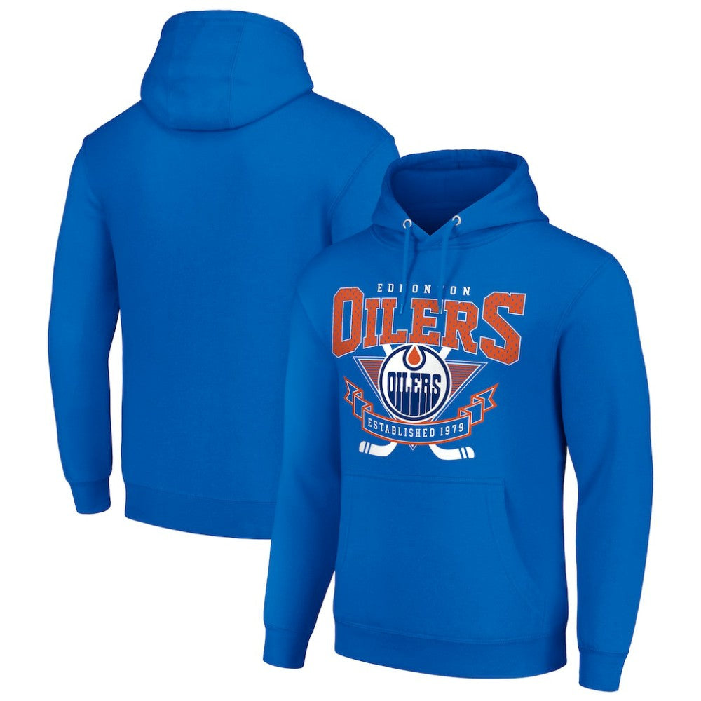 Edmonton Oilers Starter Team Logo Graphic Fleece Tri-Blend Pullover Hoodie - Royal - NHL