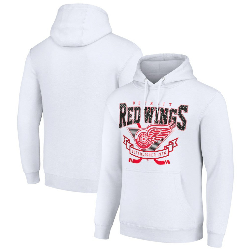 Detroit Red Wings Starter Team Logo Graphic Fleece Tri-Blend Pullover Hoodie - White - NHL