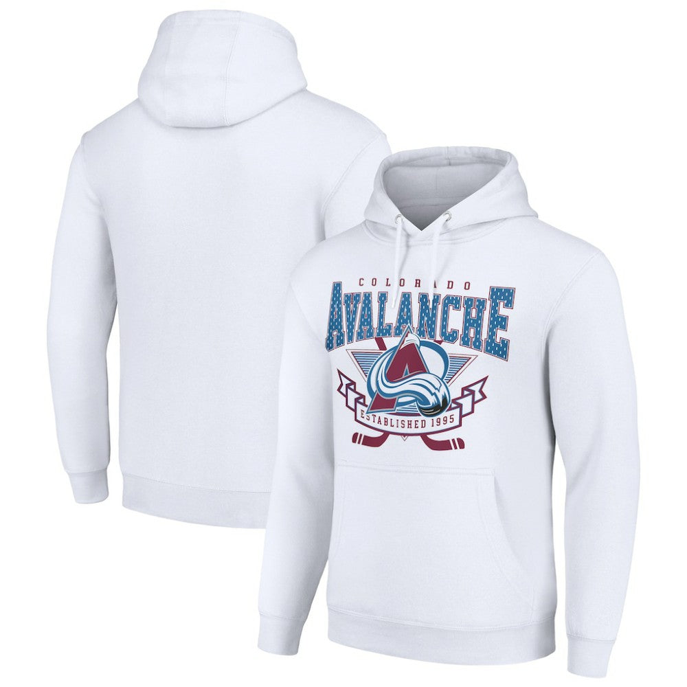 Colorado Avalanche Starter Team Logo Graphic Fleece Tri-Blend Pullover Hoodie - White - NHL