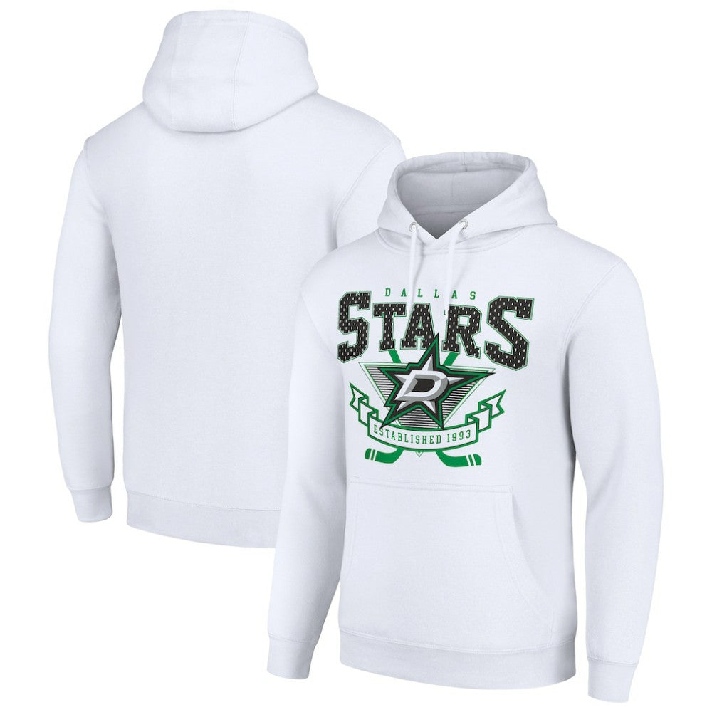 Dallas Stars Starter Team Logo Graphic Fleece Tri-Blend Pullover Hoodie - White - NHL