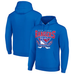 New York Rangers Starter Team Logo Graphic Fleece Tri-Blend Pullover Hoodie - Blue - NHL