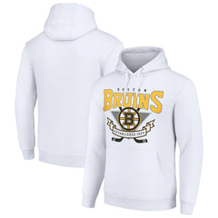 Boston Bruins Starter Team Logo Graphic Fleece Tri-Blend Pullover Hoodie - White - NHL