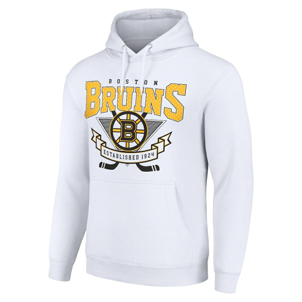 Boston Bruins Starter Team Logo Graphic Fleece Tri-Blend Pullover Hoodie - White - NHL