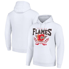 Calgary Flames Starter Team Logo Graphic Fleece Tri-Blend Pullover Hoodie - White - NHL