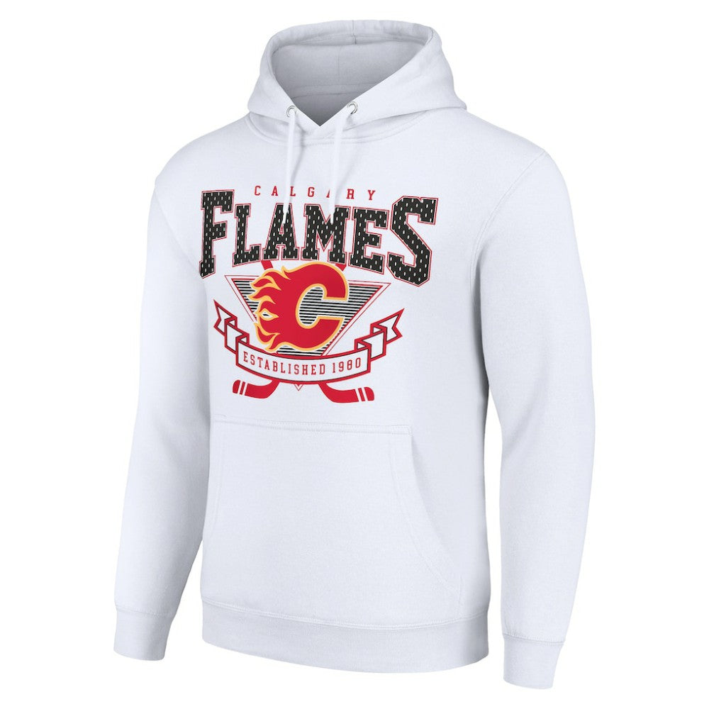 Calgary Flames Starter Team Logo Graphic Fleece Tri-Blend Pullover Hoodie - White - NHL
